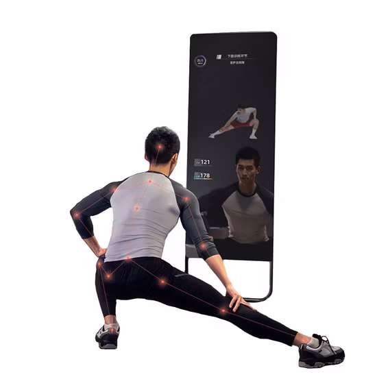 Suporte de chão de 32 polegadas e 43 polegadas Quiosque de display LCD Android Touch Screen interativo Espelho de fitness mágico inteligente para treino