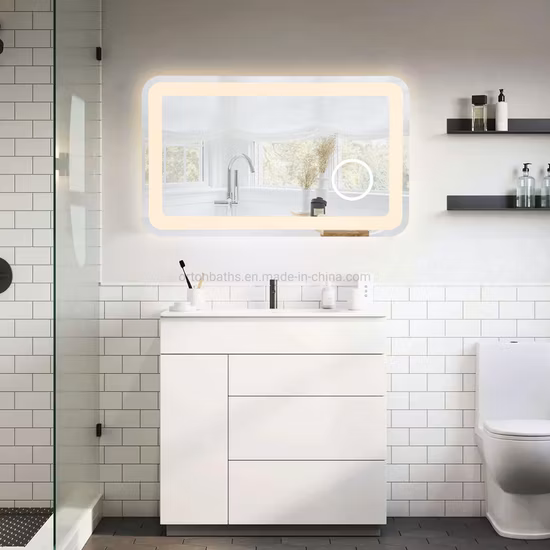 Ortonbath 28X36 moderno espelho de montagem na parede sem moldura iluminação LED espelho de banheiro
